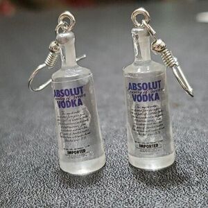 Dangling vodka bottle earrings